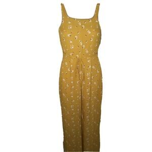 Octavia Jumpsuit Womens Size XS Yellow Floral Cinched Waist Lined Sleeveless